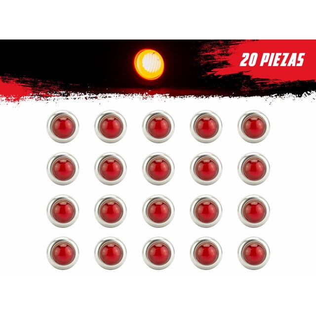 Kit 20 Plafones Laterales TUNELIGHT-RENOVATIO Tipo Botón 2 LEDS Rojos