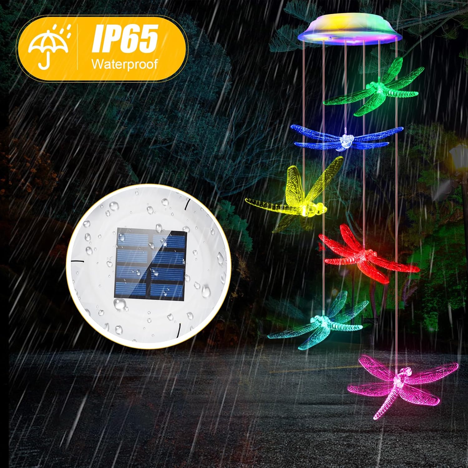 Qoosea Solar Dragonfly Wind Chimes Color Changing photo 4
