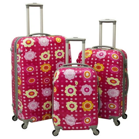 Dejuno - Dejuno Pink Flower 3 Piece Luggage Set - Walmart.com