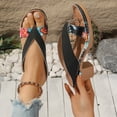 thumbnail image 4 of Beach Sandals Women Braided Band Square Open Toe Slingback Flat Shoes Casual Nonslip Bohemian Beaded Walking Shoes Red Size 8, 4 of 6
