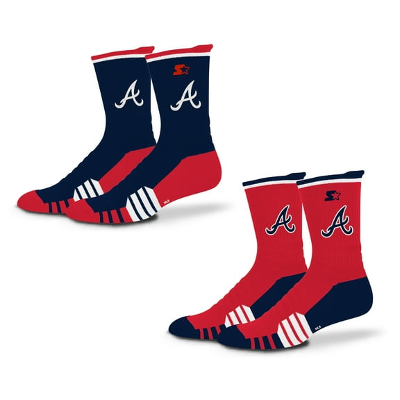 Unisex-Starter Navy/Red Atlanta Braves Breakaway Crew Sock 2 Pack