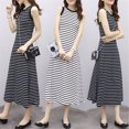 thumbnail image 4 of Vestido elegante de rayas adelgazantes de estilo coreano, vestido de chaleco sin mangas simple retro de verano para mujer, vestido de línea A, 4 of 5