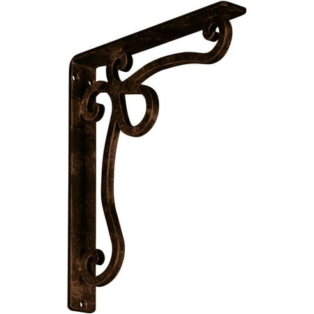 

Ekena Millwork 1 1/2 W x 10 D x 12 H Orleans Wrought Iron Bracket (Single center brace) Antiqued Copper
