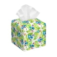 thumbnail image 1 of Funda para caja de pañuelos de cuero con puntadas cuadradas, soporte para papel de seda con cinturón inferior, funda estética para papel facial con forma de cubo, decoración moderna para baño y, 1 of 8