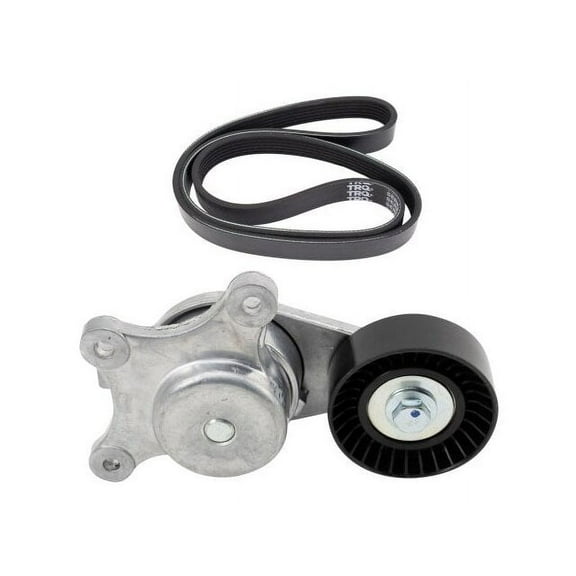 Accessory Belt and Tensioner 2 Piece - Compatible with 2009 - 2019 Ford Flex 2010 2011 2012 2013 2014 2015 2016 2017 2018
