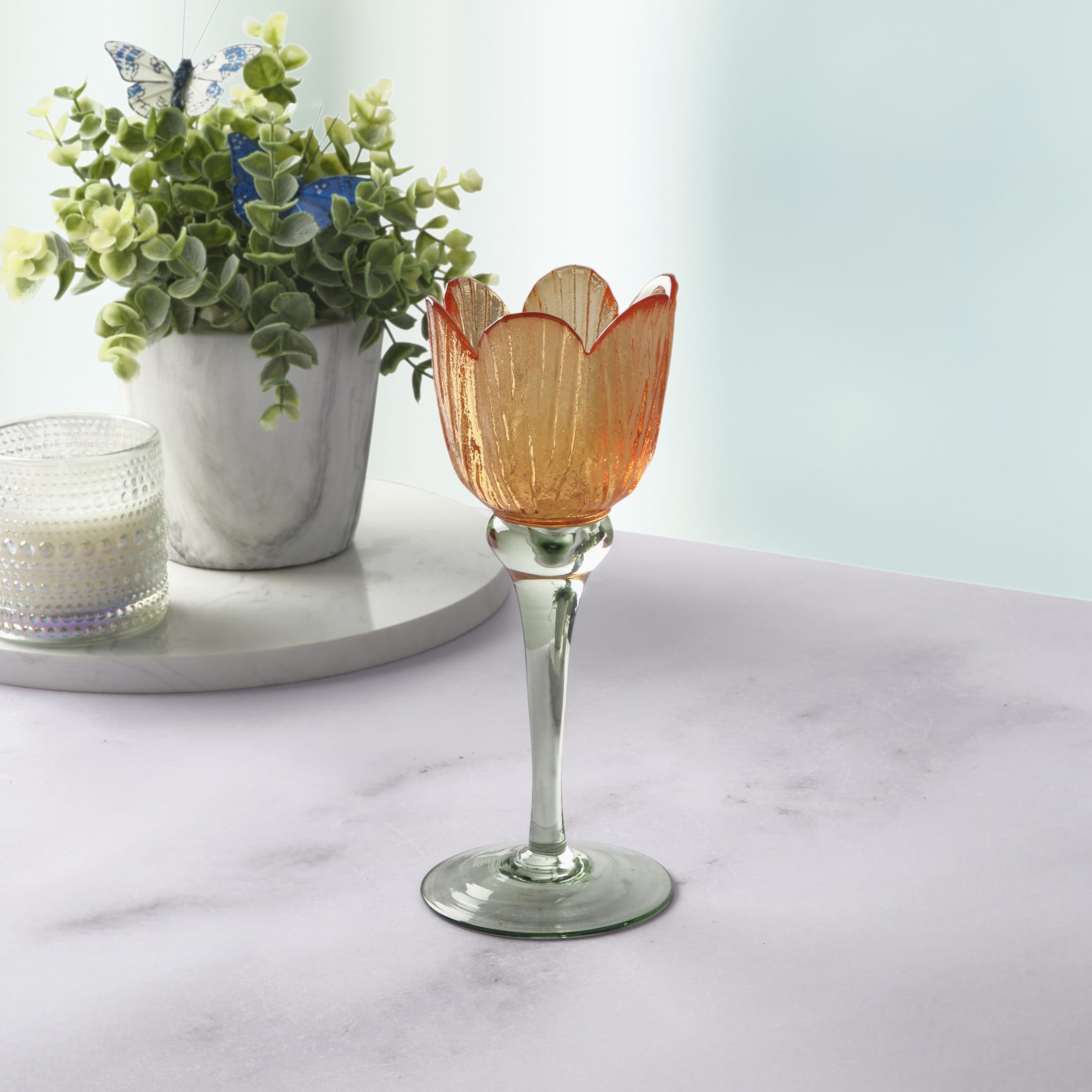 Dolly Parton 7.67 in Orange Glass Candle Holder