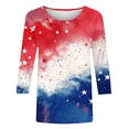 thumbnail image 5 of Feancey Womens 3/4 Sleeve Tops Casual Plus Size 4th of July T Shirts Distressed Tie Dye Print Patriotic Graphic Tees Comfy Soft Independence Day Tshirts Multicolor M, 5 of 6