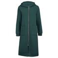 thumbnail image 4 of hoksml Women's Long Hooded Zip Up Sweatshirt Coat Long Sleeve Casual Maxi Hoodie Jacket with Pockets for Daily Comfort, 4 of 5