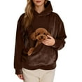 thumbnail image 2 of EliteGoogv Women Hoodies Hooded Sweatshirt Pet Carrie Pocket Pullover Comfort Fit Coffee 2XL, 2 of 8