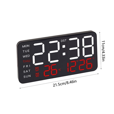 Rkxzt Electronic Clock,Digital Alarm Clock with Date Temperature Display LED Multi Functional 3 AAA Battery or Electric Powered,Home Office