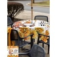 thumbnail image 4 of Outdoor Tablecloth with Umbrella Hole and Zipper, Orange Fall Square Table Cloth 54x54 Inch Waterproof Tablecloth, Thanksgiving Gnomes Maple Leaf Sunflower Picnic Table Cover for Patio Camping, 4 of 7