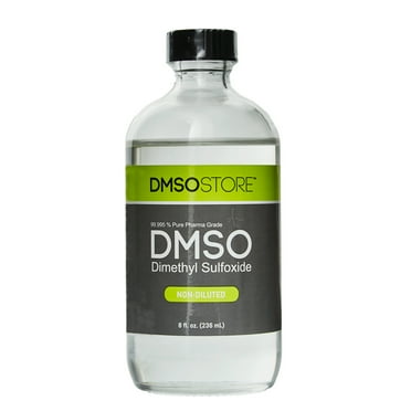 DMSO 8 oz. Glass Bottle, Pure Pharma Grade 99.995%, Non-Diluted Low Odor Liquid Dimethyl Sulfoxide