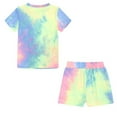 thumbnail image 4 of Abcomgle Girls Short Sets Girls 2 Piece Outfits Tie Dye Short Sleeve T Shirts and Drawstring Shorts Cute Trendy Summer Sets for Girls,6-7 Years, 4 of 4