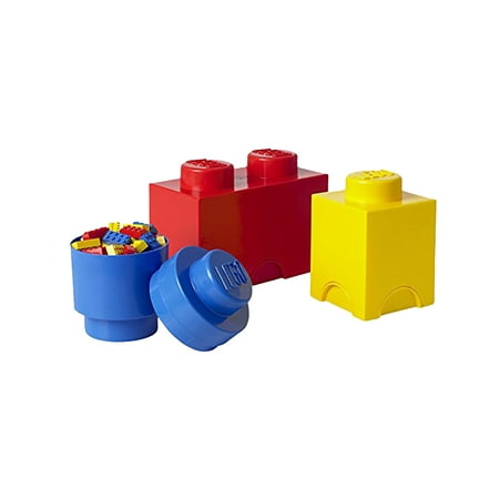 LEGO Storage Brick Multi-Pack 3 Piece, Bright Red, Bright Blue, and Bright