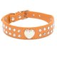 thumbnail image 1 of Collar de perro de cuero con remache de corazón brillante de diamantes de imitación de 2 filas para tamaño pequeño, 1 of 5
