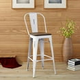 thumbnail image 2 of Industrial Country Cottage Farm Beach House Bar Pub and Dining Kitchen Bar Side Stool Chair, Metal Steel Wood, White, 2 of 5