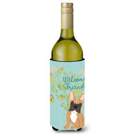 

Carolines Treasures Welcome Friends Fawn French Bulldog Wine Bottle Beverge Insulator Hugger