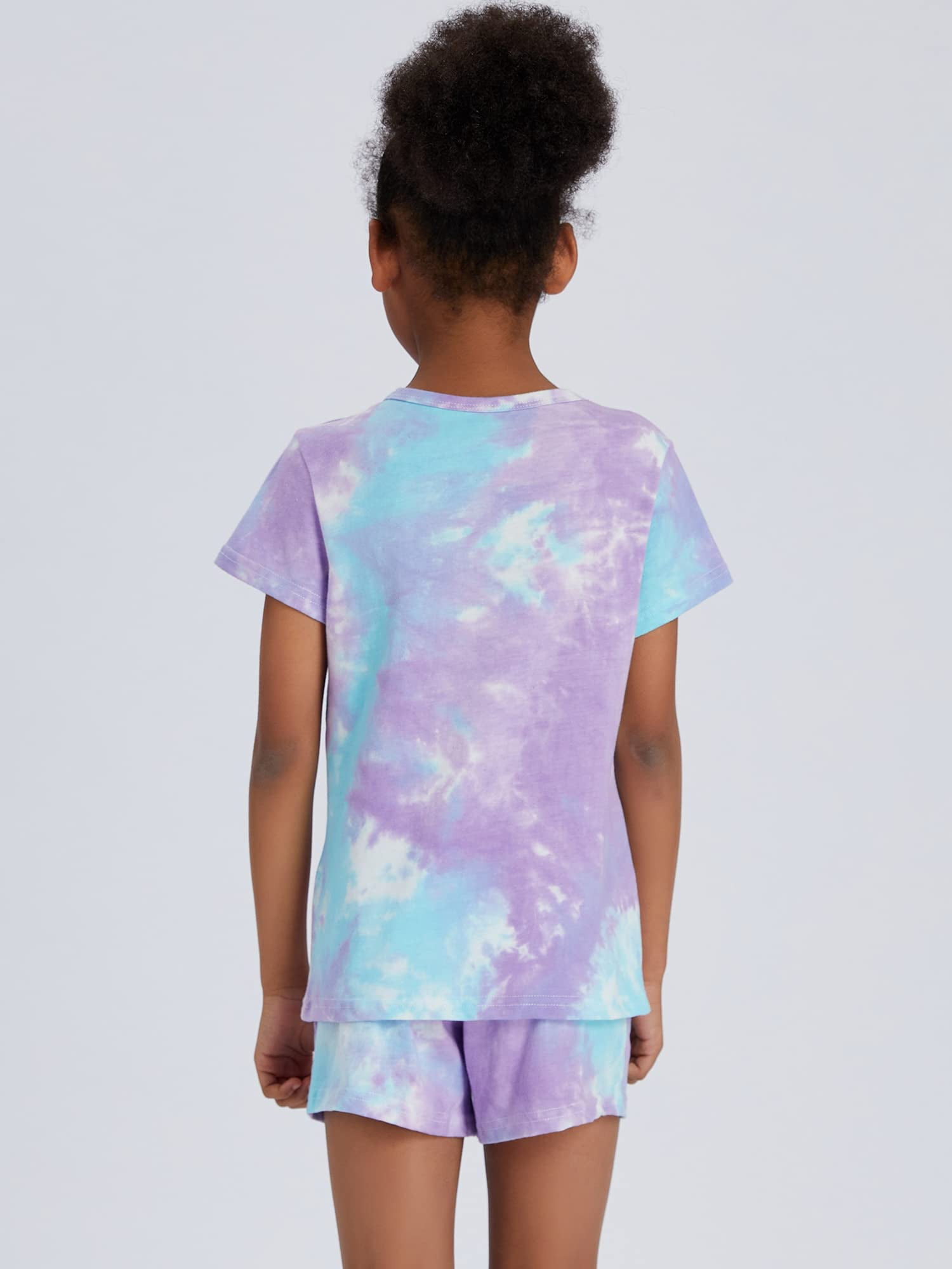 Beezizac Girls Pajama Set 2-PC Shorts Cotton Summer Tie Dye Butterfly Pjs Size 12