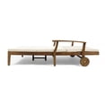 thumbnail image 6 of GDF Studio Abena Outdoor Acacia Wood Double Adjustable Chaise Lounge with Cushions, Teak and Cream, 6 of 10