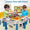thumbnail image 2 of Toddlers Activity Table 7 in 1 Kids Activity Table and Chairs Set with 152Pcs Large Marble Run Building Blocks, Sand/Water Table, Kids Learning Play Table Toys for Girls Boys Toddler,Blue, 2 of 14