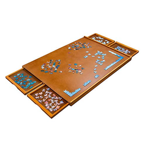 Jumbl 1000 Piece Puzzle Board, 23” x 31” Wooden Jigsaw Puzzle Table & Trays  