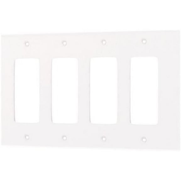8.56 x 0.25 x 4.88 in. 4-Gang Decora Wallplate, White