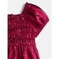 thumbnail image 2 of Wonder Nation Toddler Girls Smocked Dress with Puff Sleeves, Sizes 12M-5T, 2 of 3