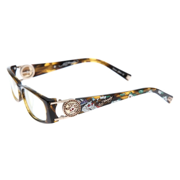 Ed Hardy EHO718 Womens Designer Eyeglasses Olive