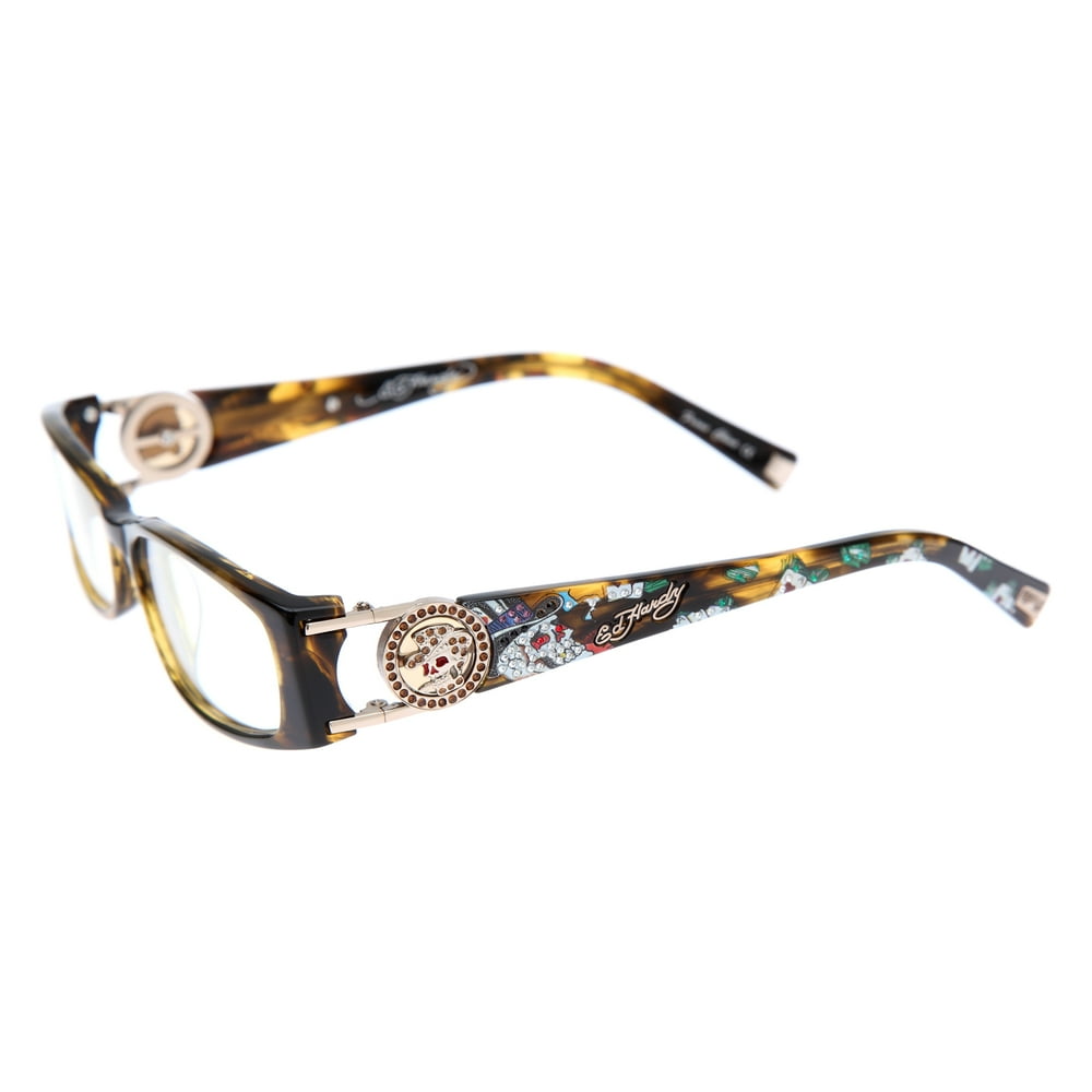 Ed Hardy Eho 718 Womens Designer Eyeglasses Olive