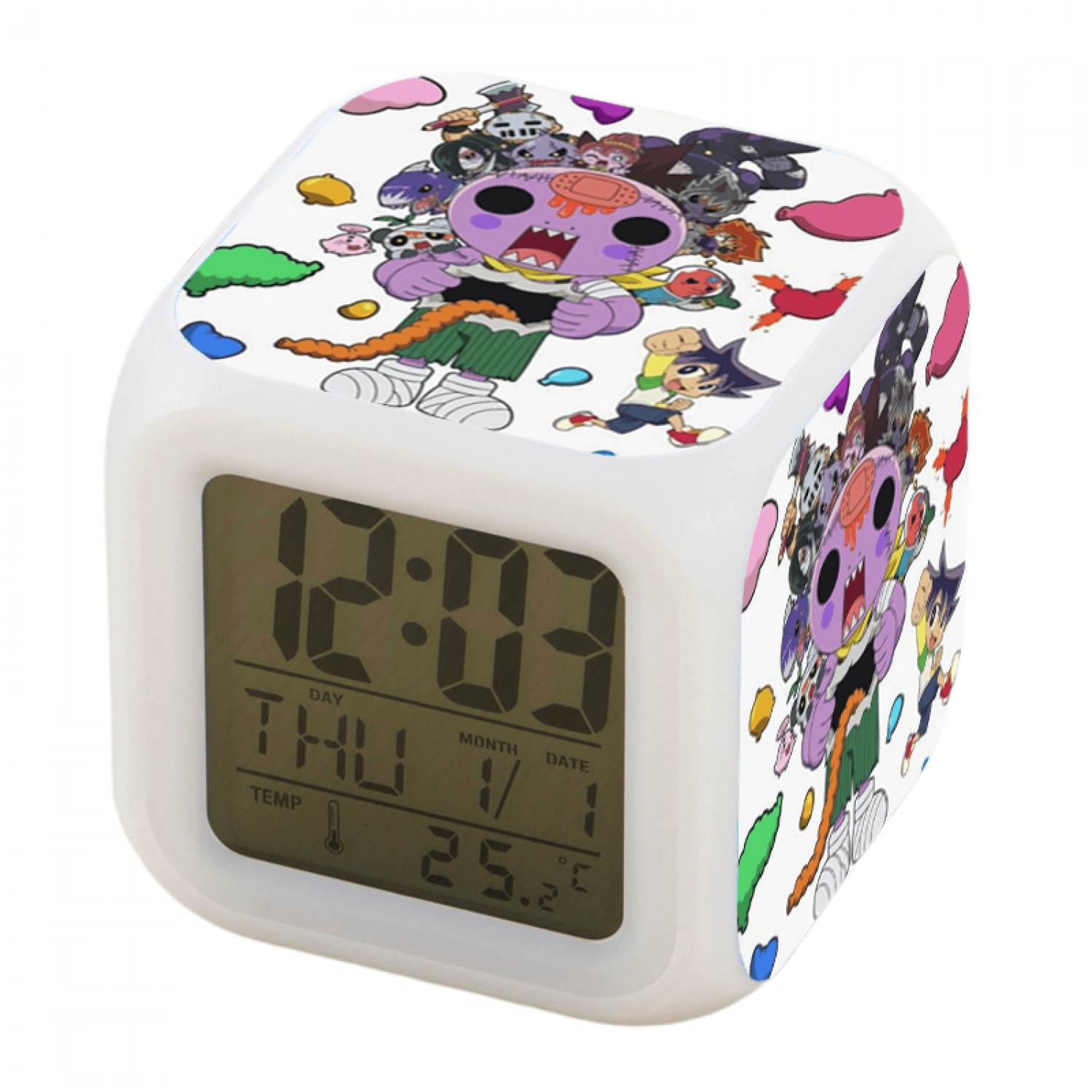 JUSTUP Anime Alarm Clock for Kids Room, LED Digital Bedroom Alarm Clock
