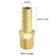 thumbnail image 3 of Uxcell 3/8 inch x NPT 1/4 Male Thread Brass Hose Barb Fitting Straight Pipe Connector, 3 of 6
