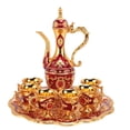 thumbnail image 3 of Juego de cafetera vintage, tetera europea para vino, 6 tazas, juego de té para bodas, cumpleaños, dorado y rojo., 3 of 14