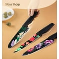 thumbnail image 3 of 12-Piece Flower Kitchen Knife Set with Blade Guards, Dishwasher Safe, German High Carbon Stainless Steel Block, Springtok Multicolor Cutting, 3 of 6
