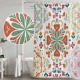 thumbnail image 5 of White Boho Shower Curtain, Waterproof Shower Curtains for Bathroom, Retro Ethnic Colorful Flower Aesthetic Art Washable Fabric Bathtub Curtain Set Bath Decor with 12 Hooks Extra Long 72"x96", 5 of 8