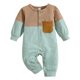 thumbnail image 1 of Gibobby Pañalero de algodón Bebé niños niñas manga larga Patchwork Color bolsillo recién nacido mono ropa(Marrón, 3-6 Meses), 1 of 4