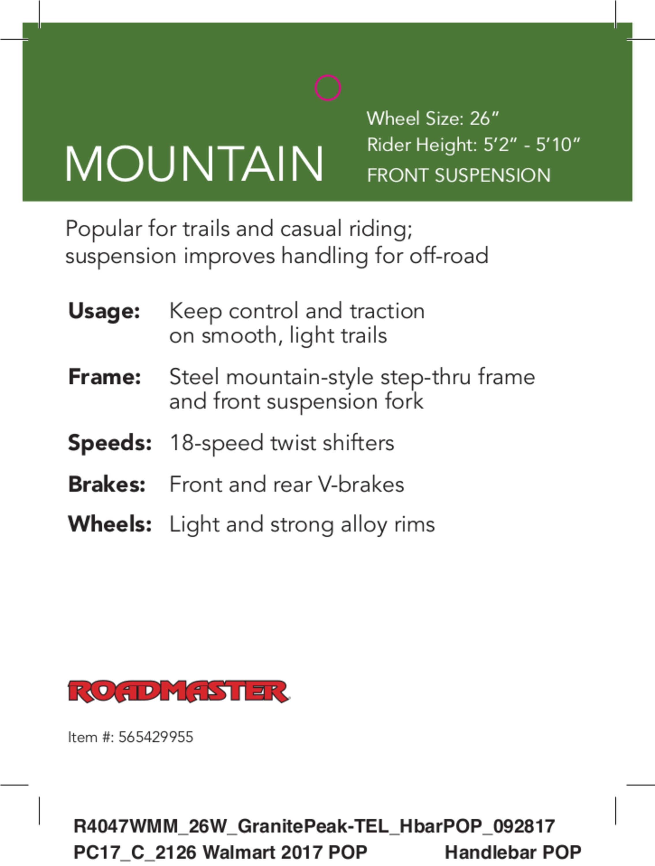 26 roadmaster bike walmart sale