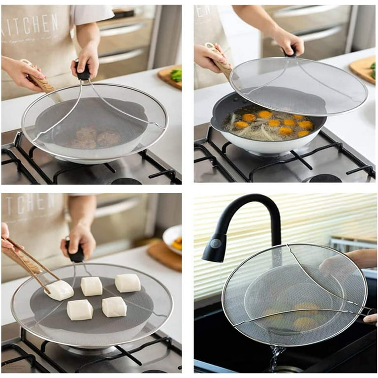 Splatter Screen Cover Shield for Frying Pan - Set of 3: 10 - Guard Splash  Fry Bacon for Pans - Cooking Anti Grease for Oven