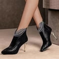 thumbnail image 2 of Mepaouo Women's Fashion Ankle Boots Sparkle Cutout Pointy Toe Stiletto High Heel Dress Booties(Black,9.5), 2 of 5
