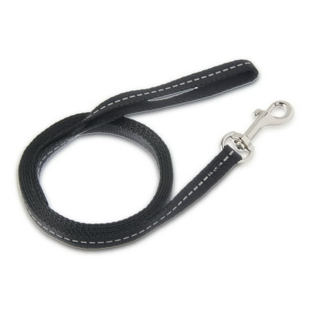 Vibrant Life Solid Nylon Dog Leash, Black, 5-ft, 1-in