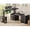 Black, variant on SEDETA 63"x67" Farmhouse L Shaped Electric Standing Desk with Outlets, Convertible 110.3" Height Adjustable Executive Office Desk with Drawers & Shelves, White & Brown