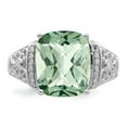 thumbnail image 4 of Sterling Silver Rhodium Diam. & Checker-Cut Green Quartz Ring QR3062AG, 4 of 5
