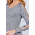 thumbnail image 4 of Long Sleeve W/strappy Detail Round Neck Rib Sweater Top, 4 of 5