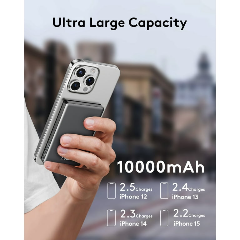 Power Bank 5000 MAh, Magnétique, Chargeur Portable Sans Fil, Ultra Fin