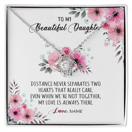 Daughter My Love Is Always There Necklace, White Love Knot Necklace