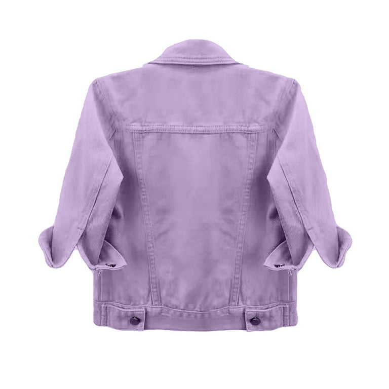 Mnjin Women's 3/4 Sleeve Cropped Denim Jacket Lightweight