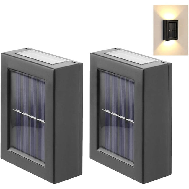 Led De 2 Uds., Luz De Pared Solar Para Exteriores, Lámpara De Pared Para Arriba Y Abajo, Camino, Escaleras, Jardín, Luces De Calle Decorativas Yuarrent HA045851-01