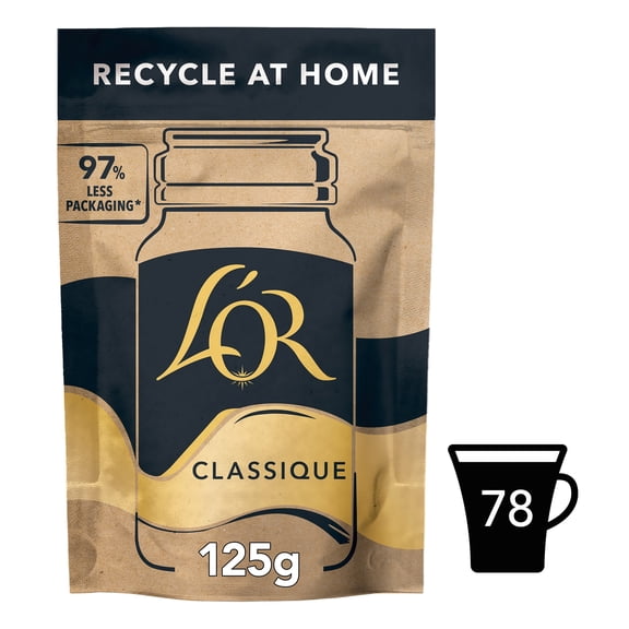 L'Or Classique Instant Coffee Paper Refill 125g, Imported from Britain