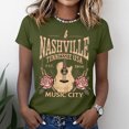 thumbnail image 3 of Womens Lightweight Crew Neck Short Sleeve T Shirt Nashville Tennessee Guitar Rose Vintage Print Casual Fashion Tee Ideal For Outdoor Festival And Daily Leisure Occasions Green XL, 3 of 4