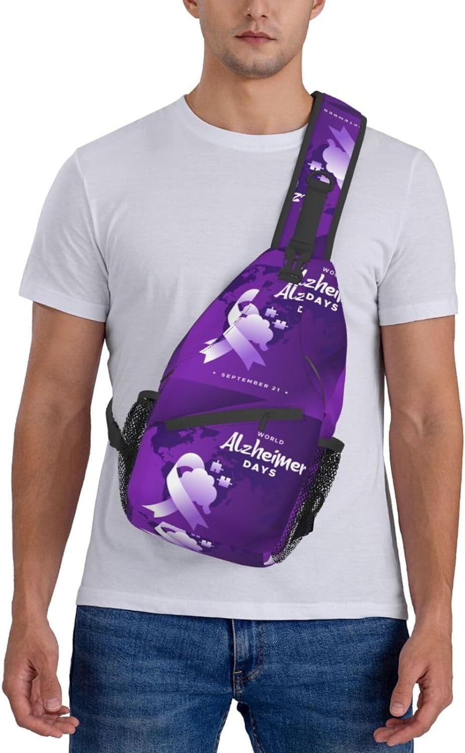 Wear Purple Alzheimer's Awareness Sling Bag Crossbody Hiking Travel Chest Bags Backpack Shoulder Daypack for Women Men