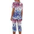 thumbnail image 6 of US 250 Years Anniversary Pajamas for Women Set Red Blue and White Stars Print Nightwear Set Short Sleeve Shirts and Capri Pant Pjs Set 4th of July 2 Piece Outfits, 6 of 6